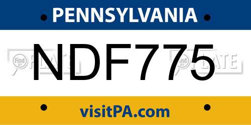NDF775 Pennsylvania License Plate