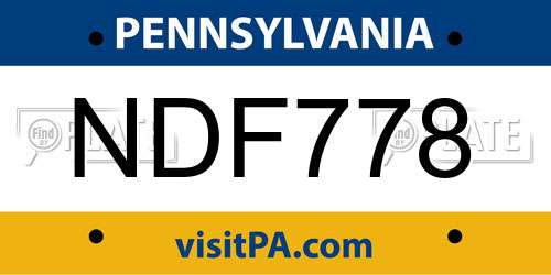 NDF778 Pennsylvania License Plate
