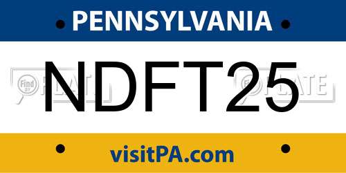 NDFT25 Pennsylvania License Plate