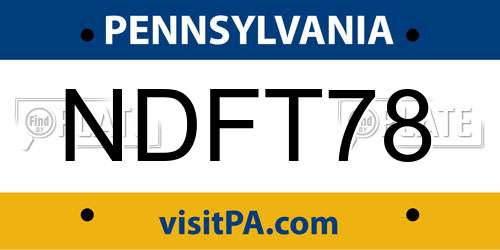 NDFT78 Pennsylvania License Plate