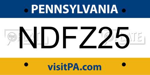 NDFZ25 Pennsylvania License Plate