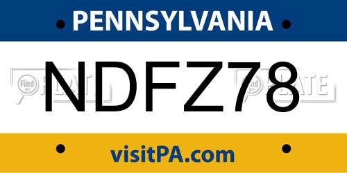 NDFZ78 Pennsylvania License Plate