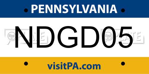 NDGD05 Pennsylvania License Plate