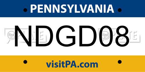 NDGD08 Pennsylvania License Plate