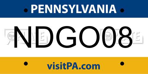 NDGO08 Pennsylvania License Plate
