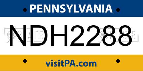 NDH2288 Pennsylvania License Plate