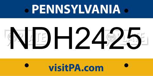 NDH2425 Pennsylvania License Plate