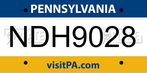NDH9028 Pennsylvania License Plate