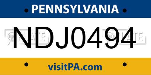 NDJ0494 Pennsylvania License Plate