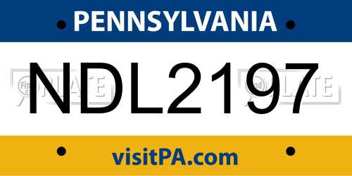 NDL2197 Pennsylvania License Plate