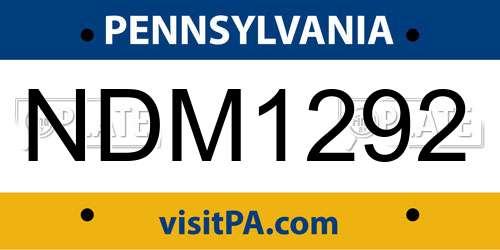 NDM1292 Pennsylvania License Plate