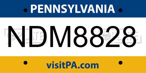 NDM8828 Pennsylvania License Plate