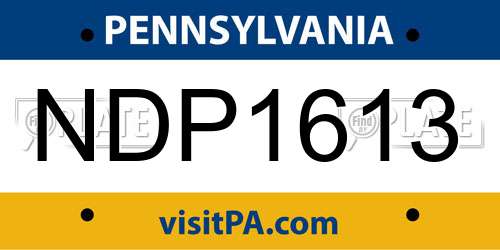 NDP1613 Pennsylvania License Plate