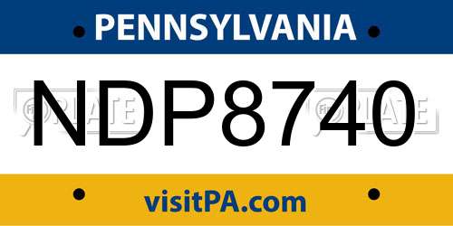 NDP8740 Pennsylvania License Plate