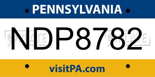 NDP8782 Pennsylvania License Plate