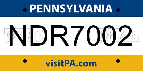 NDR7002 Pennsylvania License Plate