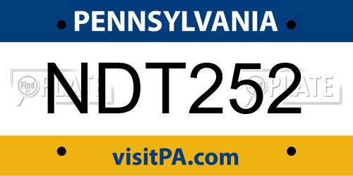 NDT252 Pennsylvania License Plate
