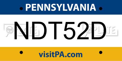 NDT52D Pennsylvania License Plate