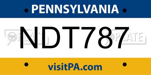 NDT787 Pennsylvania License Plate