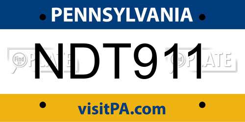 NDT911 Pennsylvania License Plate