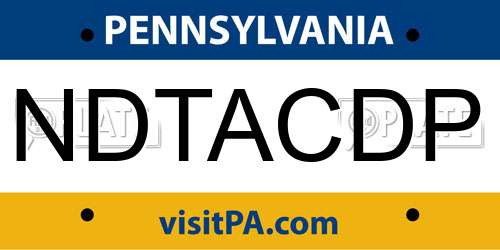 NDTACDP Pennsylvania License Plate