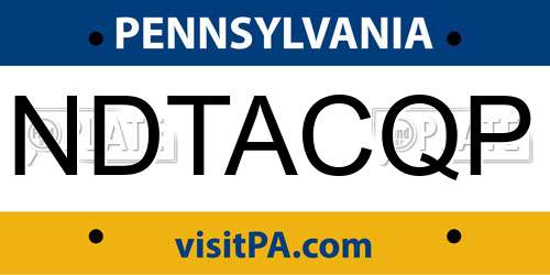 NDTACQP Pennsylvania License Plate
