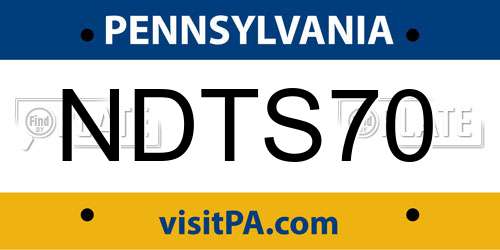 NDTS70 Pennsylvania License Plate