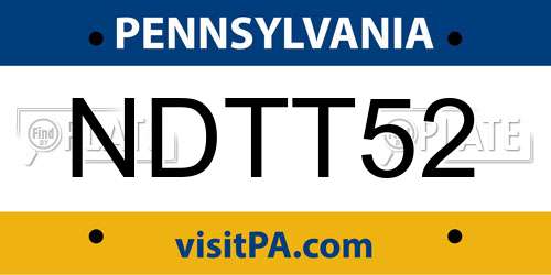 NDTT52 Pennsylvania License Plate