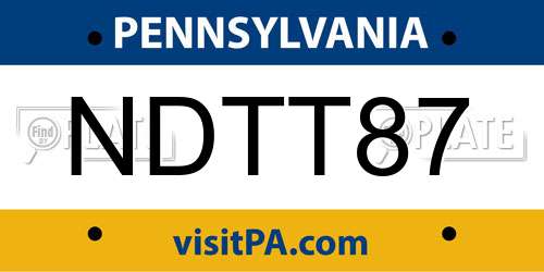 NDTT87 Pennsylvania License Plate
