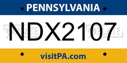 NDX2107 Pennsylvania License Plate