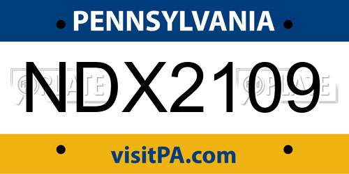NDX2109 Pennsylvania License Plate