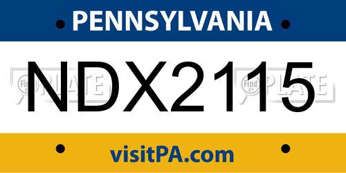 NDX2115 Pennsylvania License Plate
