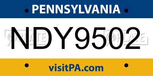 NDY9502 Pennsylvania License Plate