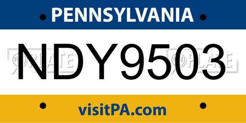 NDY9503 Pennsylvania License Plate