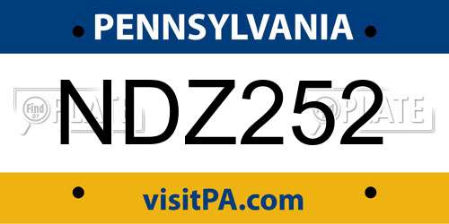 NDZ252 Pennsylvania License Plate