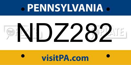 NDZ282 Pennsylvania License Plate