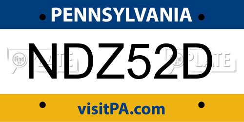 NDZ52D Pennsylvania License Plate