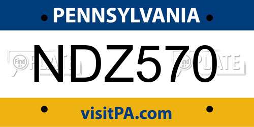 NDZ570 Pennsylvania License Plate