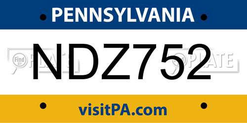 NDZ752 Pennsylvania License Plate