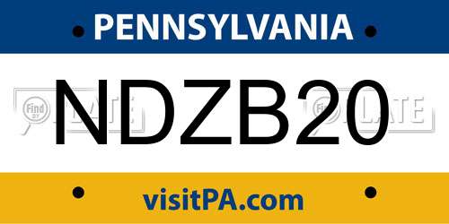 NDZB20 Pennsylvania License Plate