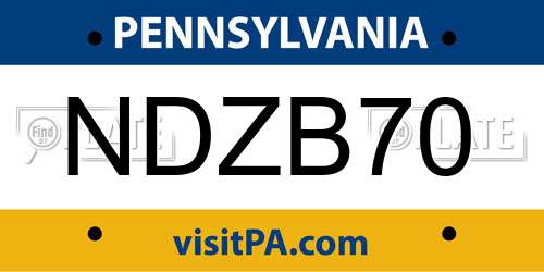 NDZB70 Pennsylvania License Plate