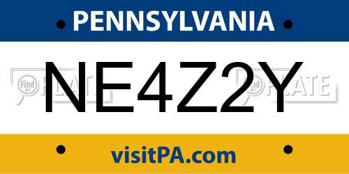 NE4Z2Y Pennsylvania License Plate