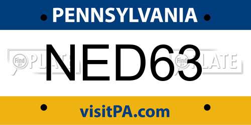 NED63 Pennsylvania License Plate