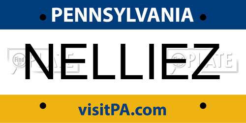 NELLIEZ Pennsylvania License Plate