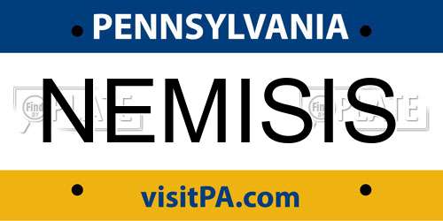 NEMISIS Pennsylvania License Plate