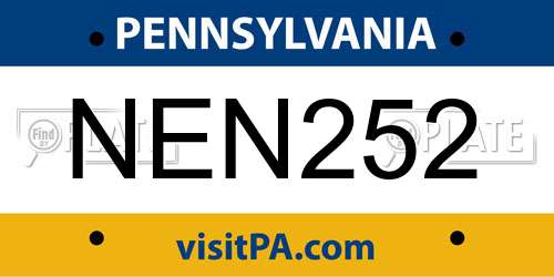 NEN252 Pennsylvania License Plate