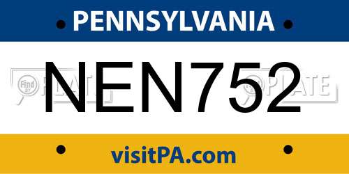 NEN752 Pennsylvania License Plate