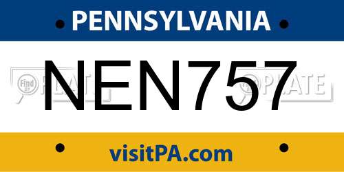 NEN757 Pennsylvania License Plate