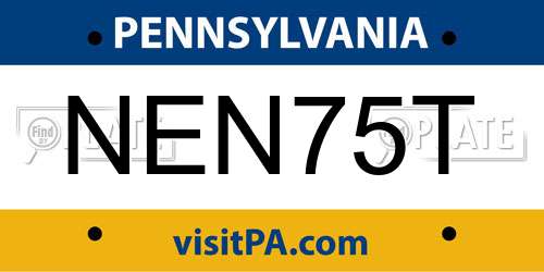 NEN75T Pennsylvania License Plate