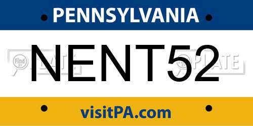 NENT52 Pennsylvania License Plate
